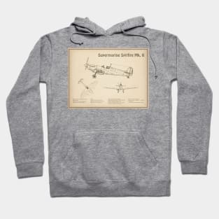 Supermarine Spitfire Mk. II - Airplane Blueprint - SD Hoodie